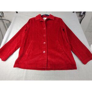 Dressbarn Women's Red Button Collared Long Sleeve Corduroy Jacket Blazer S USED
